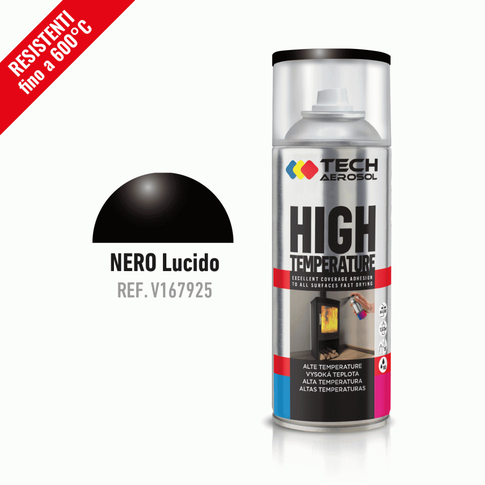 SPRAY TECH ALTA TEMPERATURA 600°C NERO LUCIDO